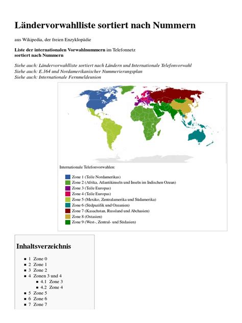 Ländervorwahlliste sortiert nach Nummern – Wikipedia